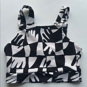 Dazey LA Ani Figures printed sports bra Activewear size Small abstract artsy